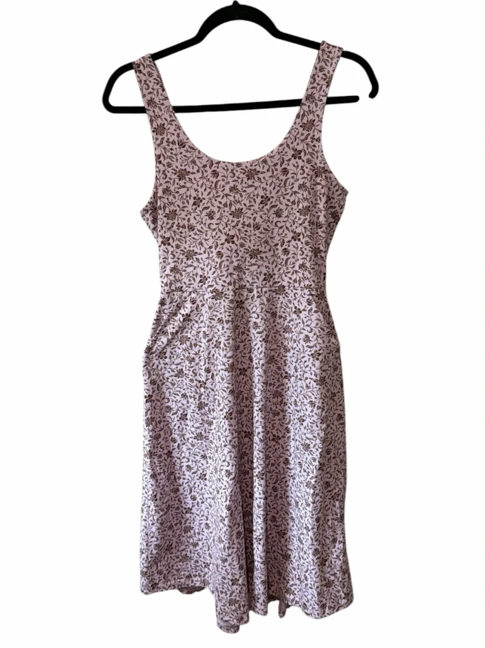 Pact Women’s Lavender Floral Scoop Neck Sundress Organic Cotton Size Small
